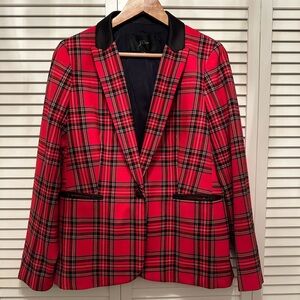 J. Crew Parke Blazer in Stuart Tartan with Black Accents